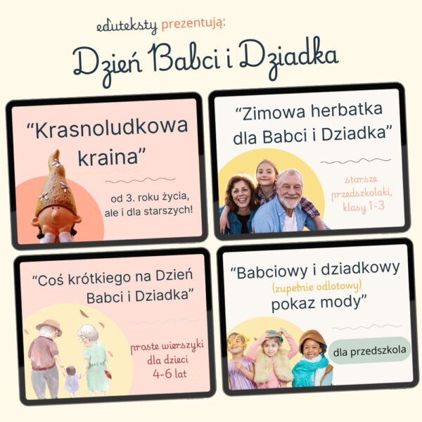 4 teksty na Dzień Dziadków dla dzieci 3-6 lat + scenariusz zimowy gratis!